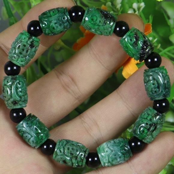 Certified Green 100% Natural A JADE jadeite Moire Bracelet 云纹手链 - Picture 8 of 10